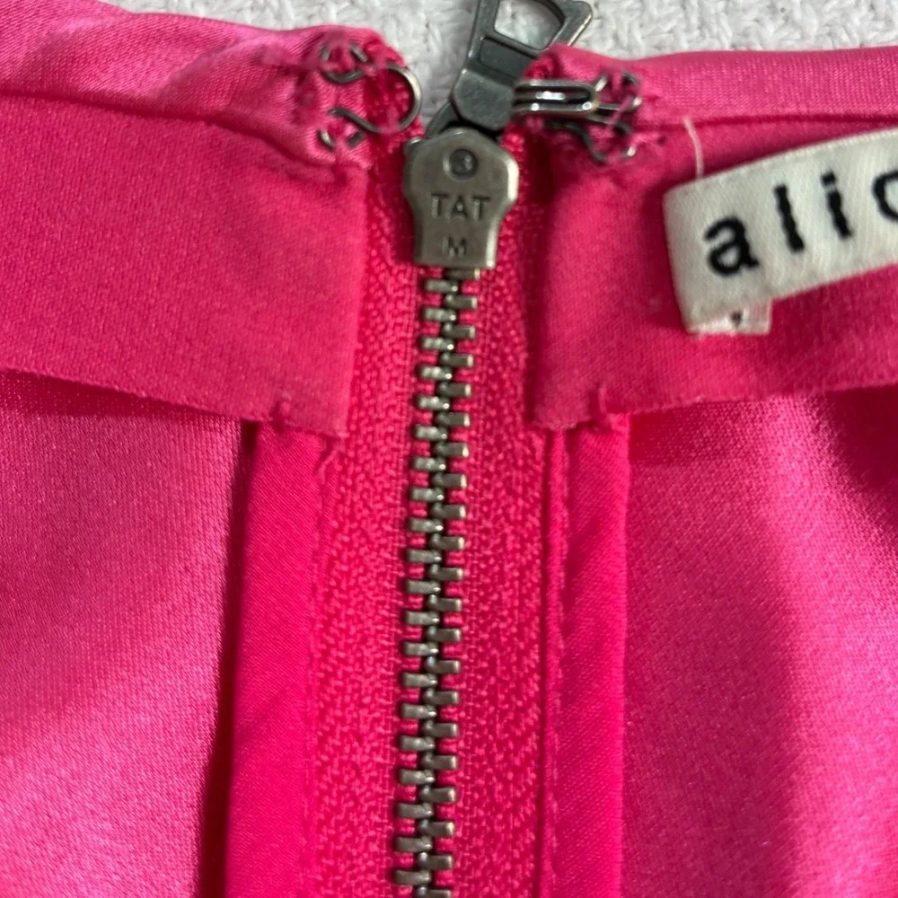 Alice + Olivia Midi Satin Skirt Fuchsia Pink Designer Luxury  Barbiecore Chic 0
